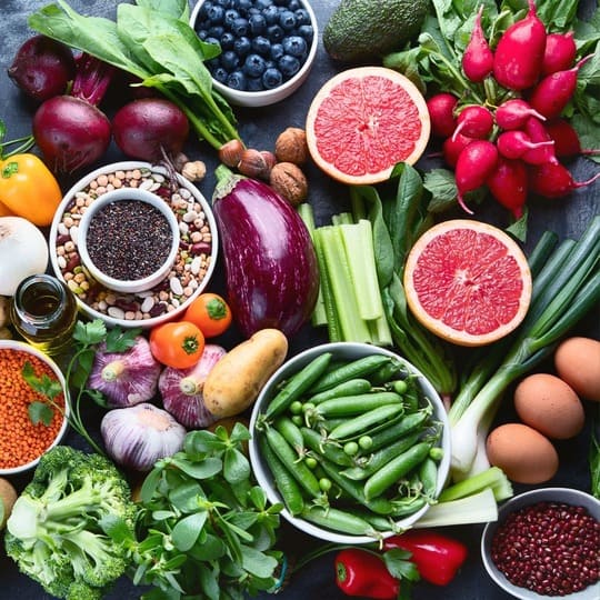 imagem de frutas, legumes e verduras